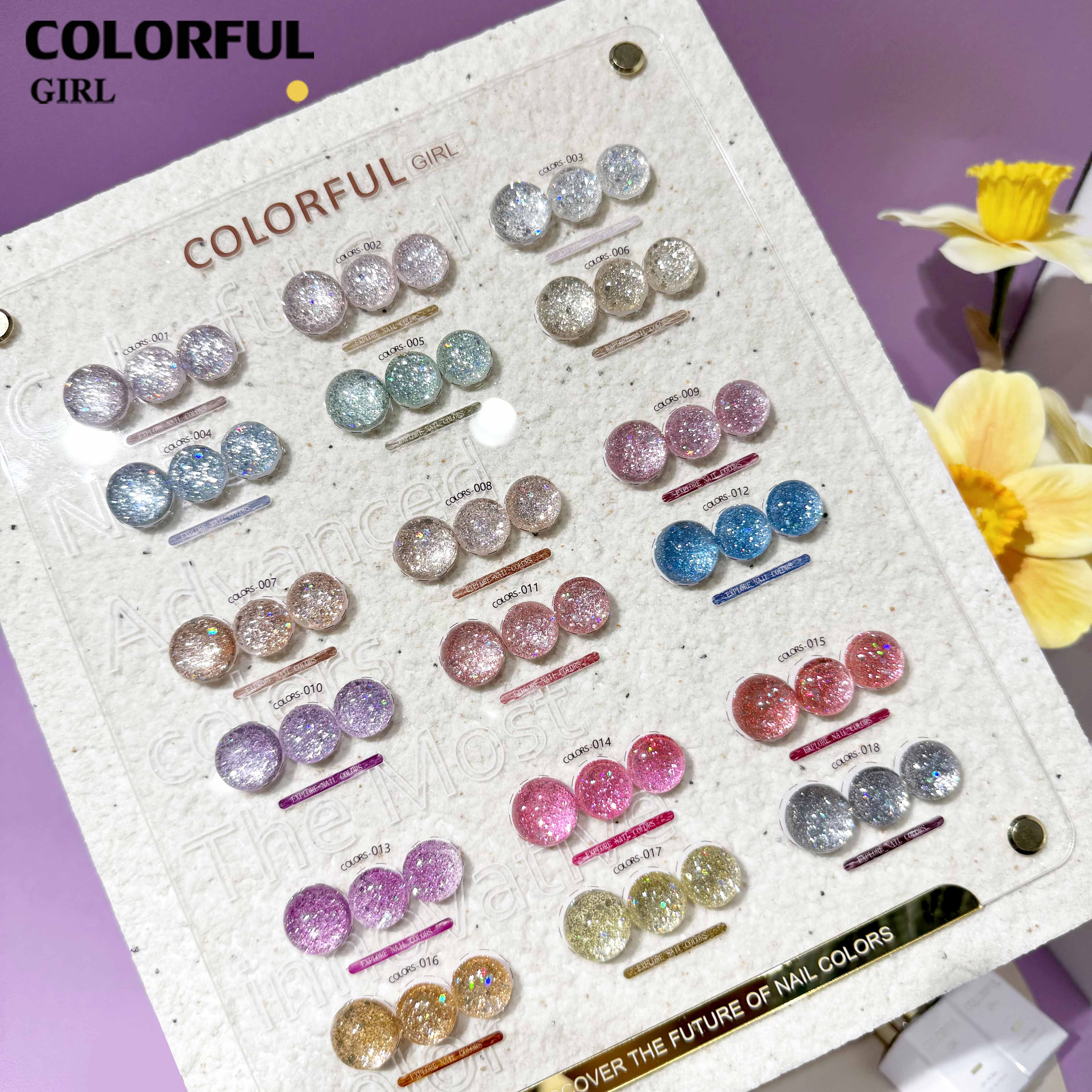 COLORFUL GIRL สีกากเพชร+เลเซอร์แฟลช 18 สี แถมฟรีชาร์ทสี