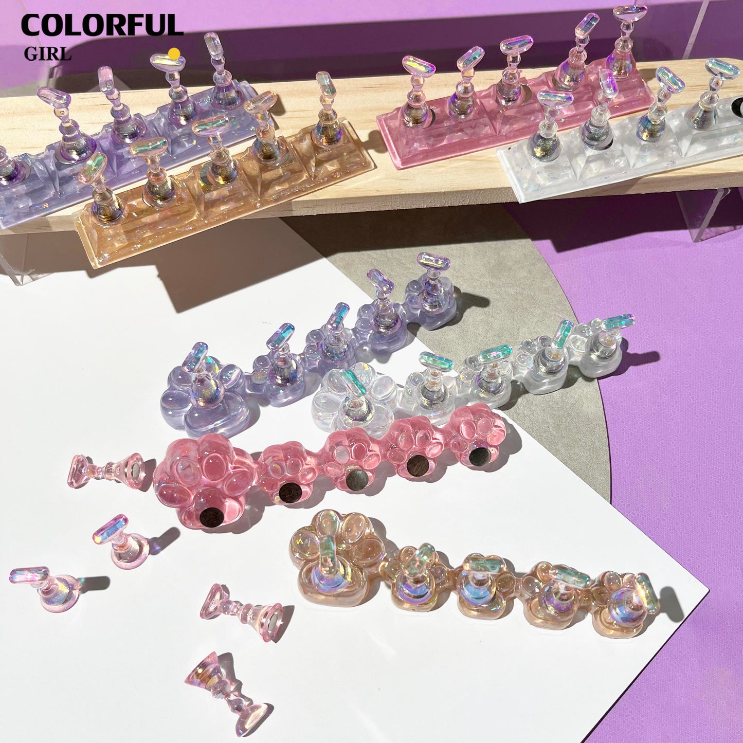 【พร้อมส่ง】ชั้นวางเล็บปลอม แบบแม่เหล็ก สําหรับตกแต่งเล็บออโรร่า กาวดินน้ำมันติดแท่นทำเล็บปลอม
