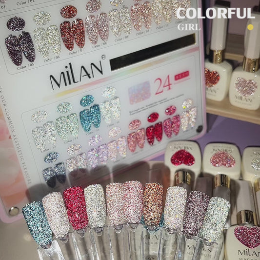 【พร้อมส่ง】MILAN C19สีเจลแฟลช 24สี (milan)สีเจลทาเล็บ สี แถม ชาร์ทสี ยาทาเล็บเจล ชุดสี 24สี + ฟรีชาร์ทสี
